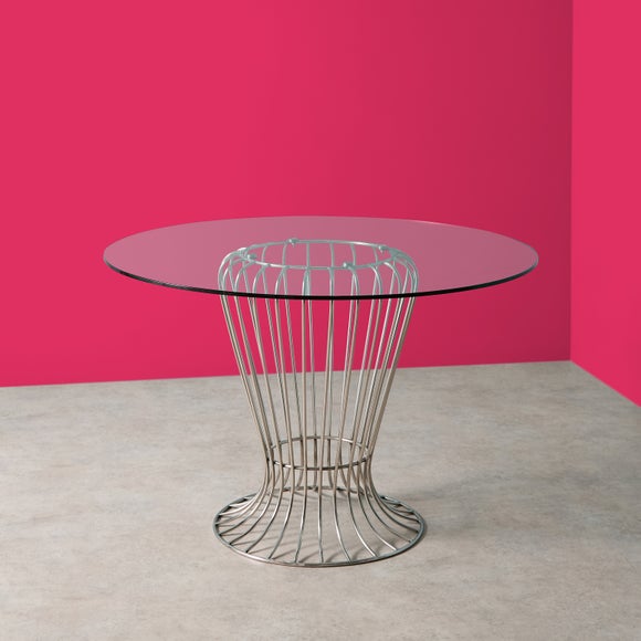 Yinka Ilori Round Glass Top Metal Dining Table