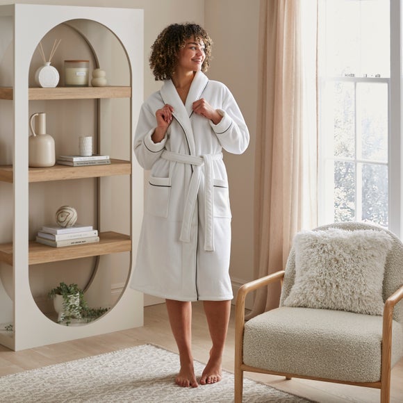 Ladies Contrast Piping Velour Robe