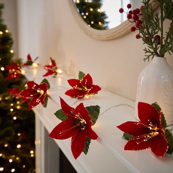 Artificial Poinsettia 8 LED String Lights