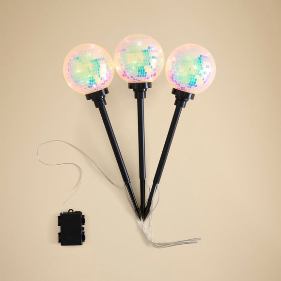 Set of 3 Iridescent Disco Ball Stake Lights