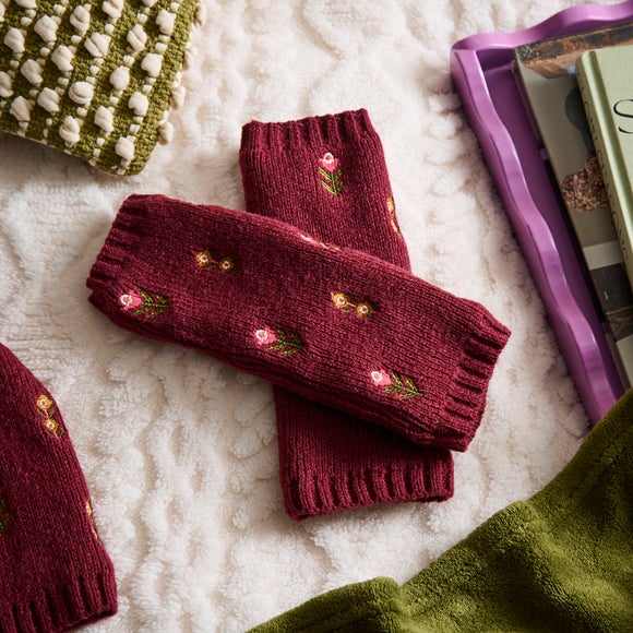Ladies Embroidered Hand Warmers