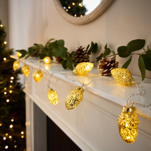 Pinecones & Acorns 12 LED String Lights