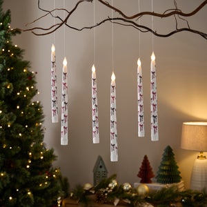 Set Of 6 Bow Printed Floating Candles