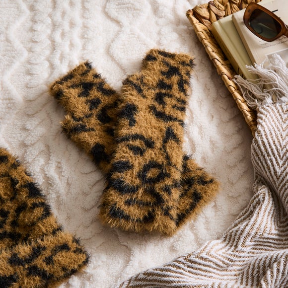 Ladies Leopard Print Hand Warmers