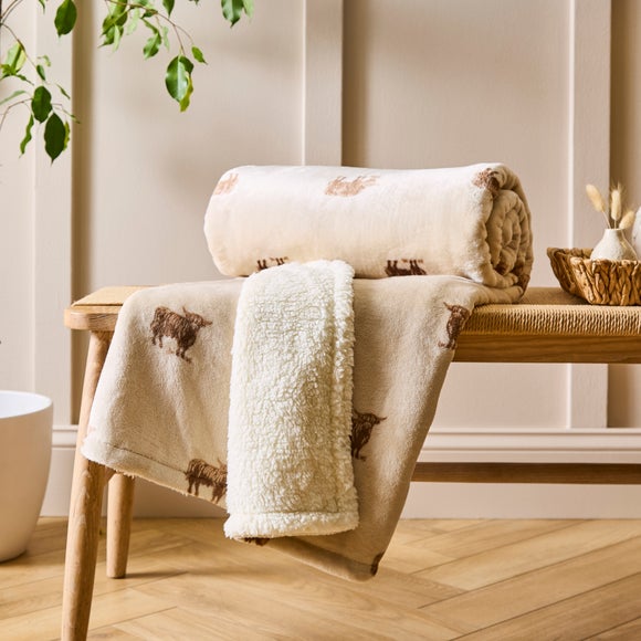 Highland Cow Printed Sherpa Throw