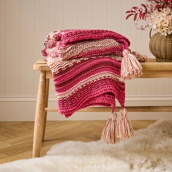 Knitted Tassel Throw 130cm x 180cm