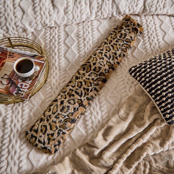 Leopard Print Faux Fur Long Hot Water Bottle