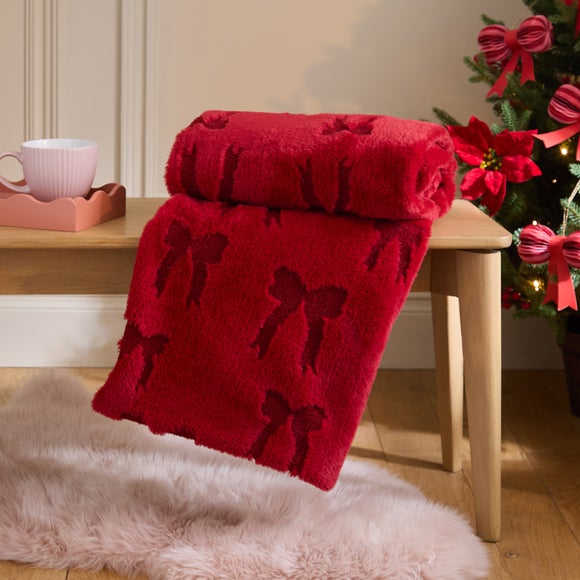 Bows Faux Fur Throw 130cm x 170cm