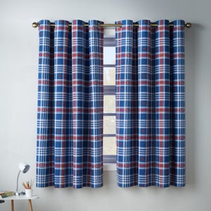 Catherine Lansfield Stars And Check Eyelet Curtains