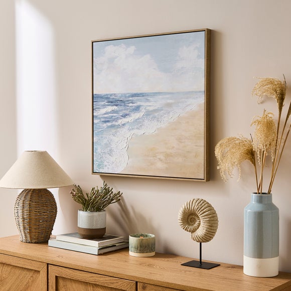 Coastal Beach Waves Framed Canvas