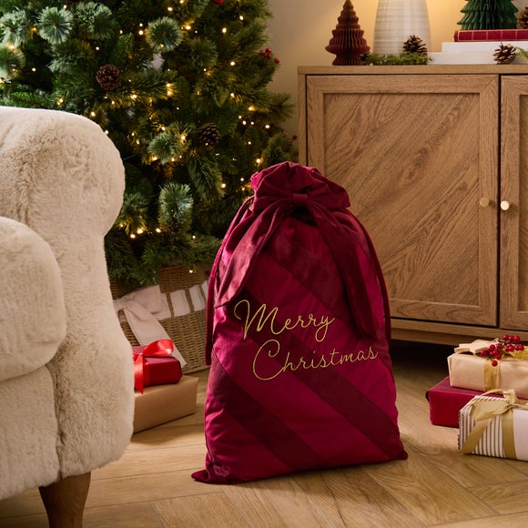 Burgundy Striped Present Sack