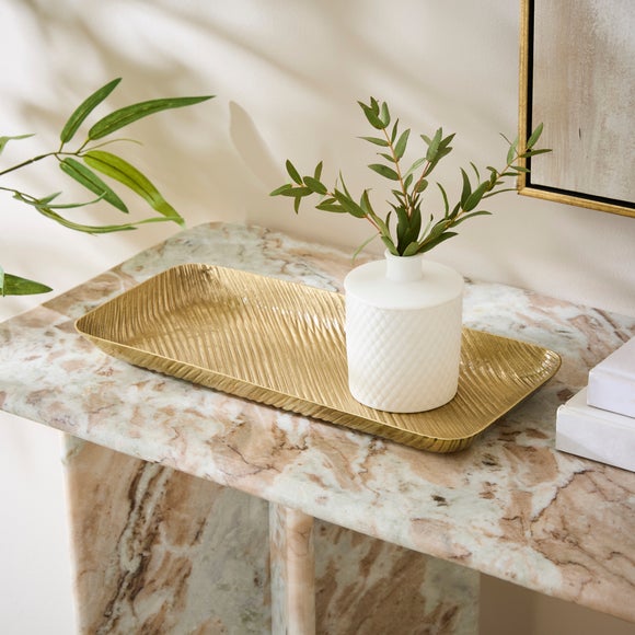 Gold Textured Aluminium Rectangular Tray