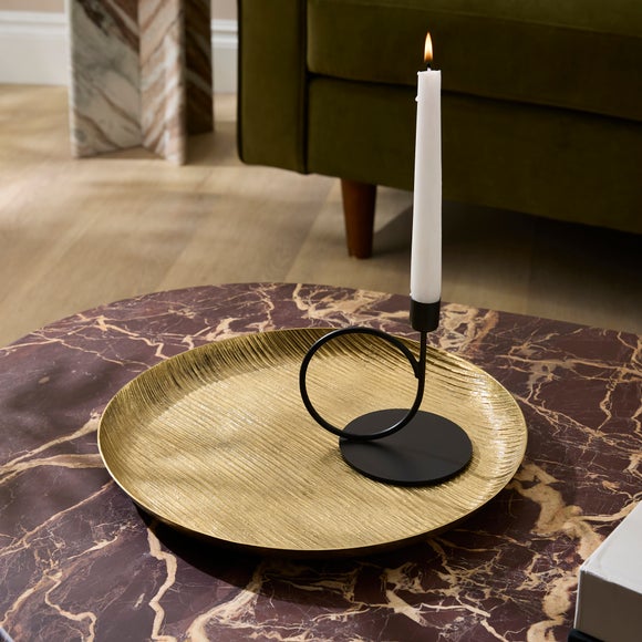 Gold Textured Aluminium Round Tray