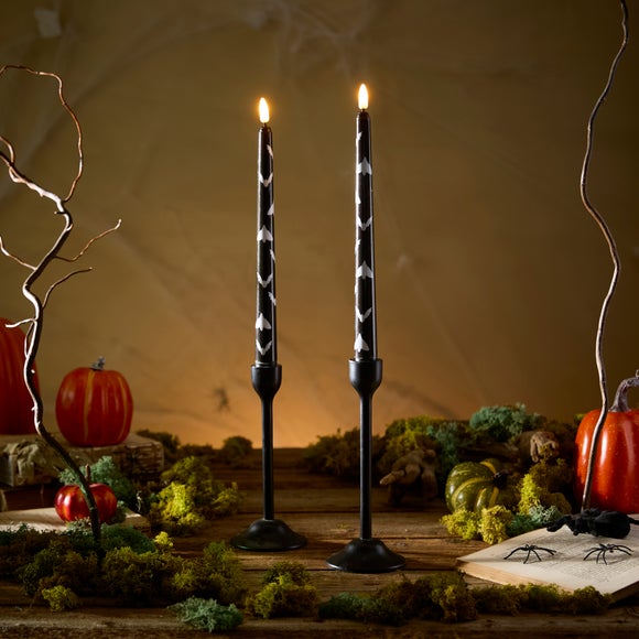 Set of 2 LED Black Dinner Candles