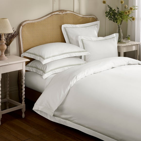 Dorma Rovello Embroidery 100% Cotton Duvet Cover & Pillowcase Set