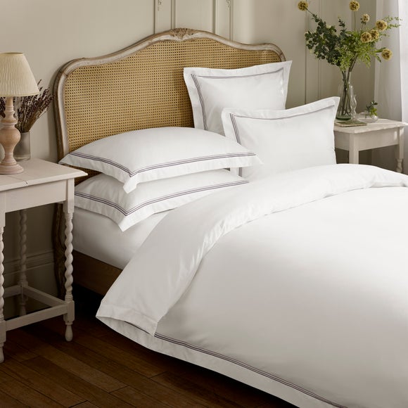Dorma Rovello Embroidery 100% Cotton Duvet Cover & Pillowcase Set