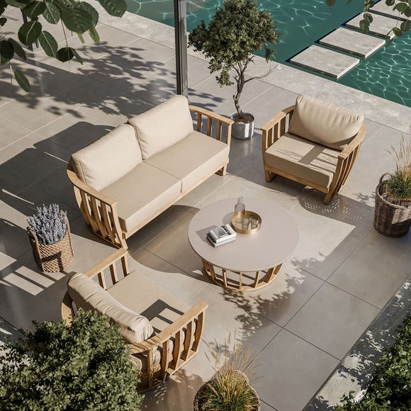 Lucca 5 Seater Wood Lounging Set With Coffee Table