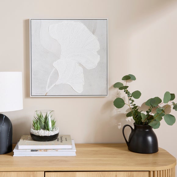 Textured Gingko Leaf Framed Canvas