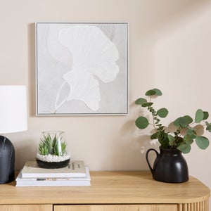 Textured Gingko Leaf Framed Canvas