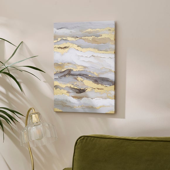 Strata Tonal Handpainted Waves Canvas