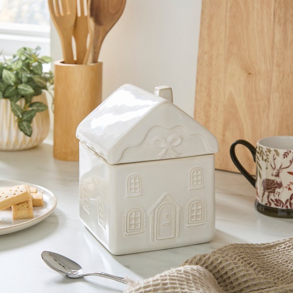 Ceramic Christmas House Biscuit Jar