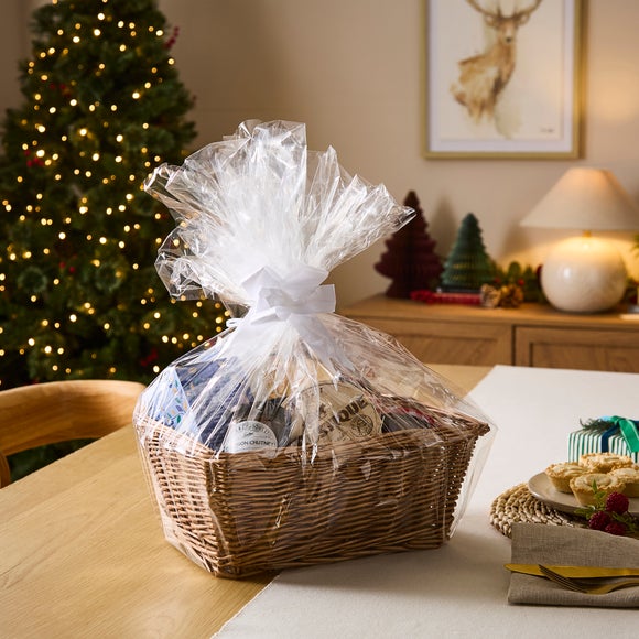 Make Your Own Large Round Willow Hamper with Cellophane