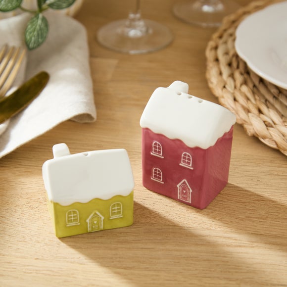 Ceramic Christmas House Salt and Pepper Mill