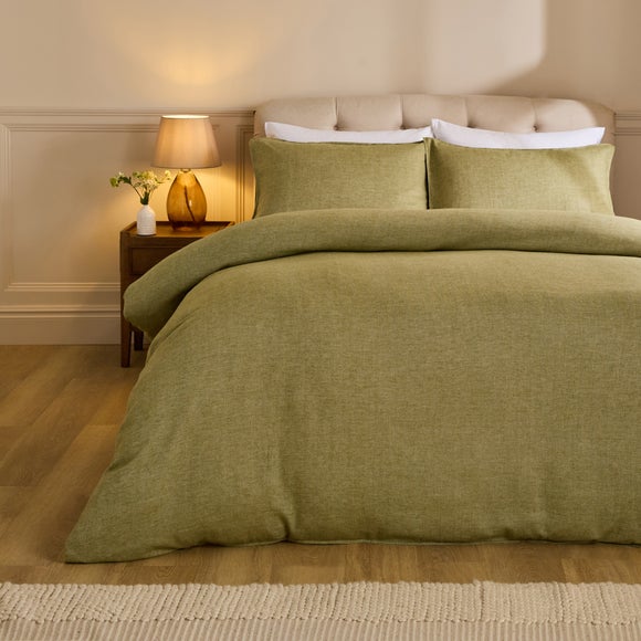Herringbone Organic 100% Brushed Cotton Duvet Cover & Pillowcase Set
