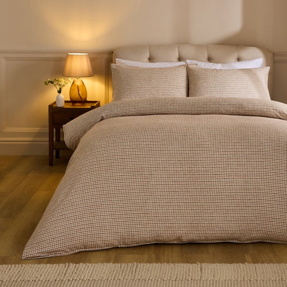 Woven Check Organic 100% Brushed Cotton Duvet Cover & Pillowcase Set