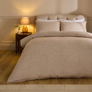 Woven Check Organic 100 Brushed Cotton Duvet Cover & Pillowcase Set
