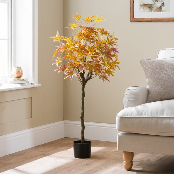 Artificial Orange Maple Tree in Black Plant Pot