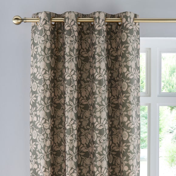 Vintage Pod Linen Print Eyelet Curtains