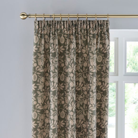 Vintage Pod Linen Print Pencil Pleat Curtains
