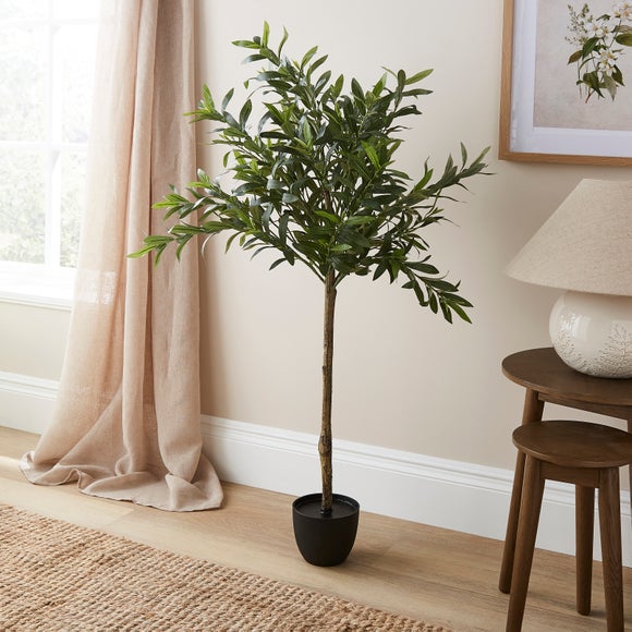 125cm Artificial Olive Tree in Black Plastic Plant Pot