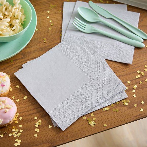 Pack of 20 Silver Paper Napkins
