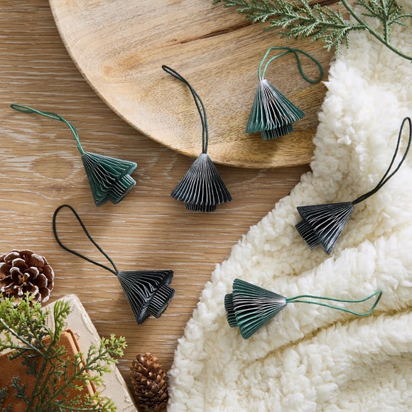 Set of 6 Mini Paper Tree Decorations