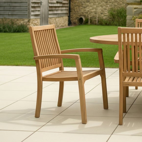 Set of 2 Teak Stacking Chairs