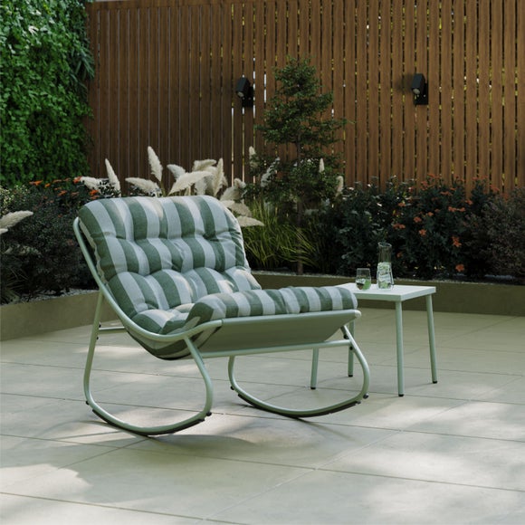 View Rocking Chair With Striped Cushion View Rocking Chair With Striped Cushion