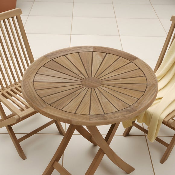 View Teak Sundial Top Folding Bistro Table View Teak Sundial Top Folding Bistro Table
