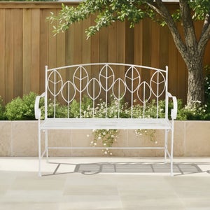 Rustic Leaf Metal Bench