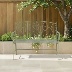 Rustic Leaf Metal Bench