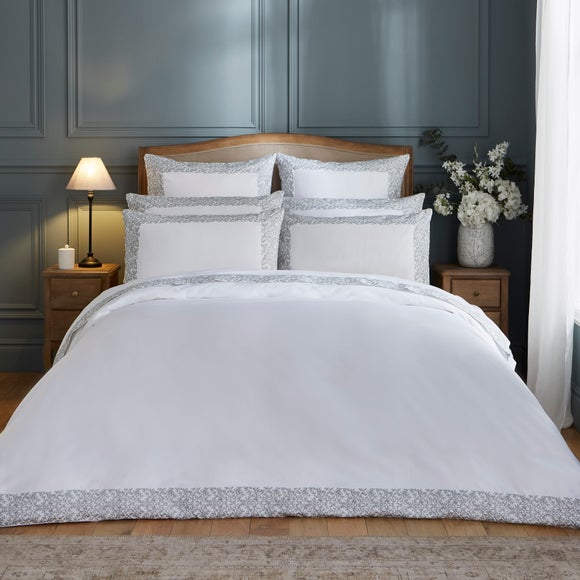 Dorma Elmley Embroidered 100% Cotton Sateen Duvet Cover & Pillowcase Set