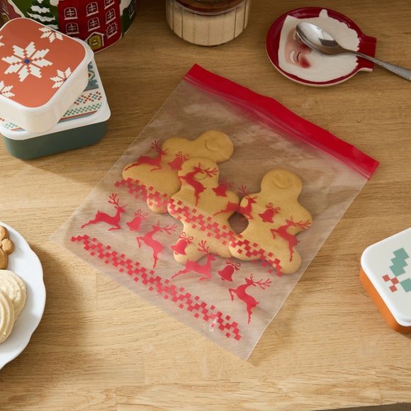 Pack of 25 Reindeer Zip Lock Bags, 2.5L