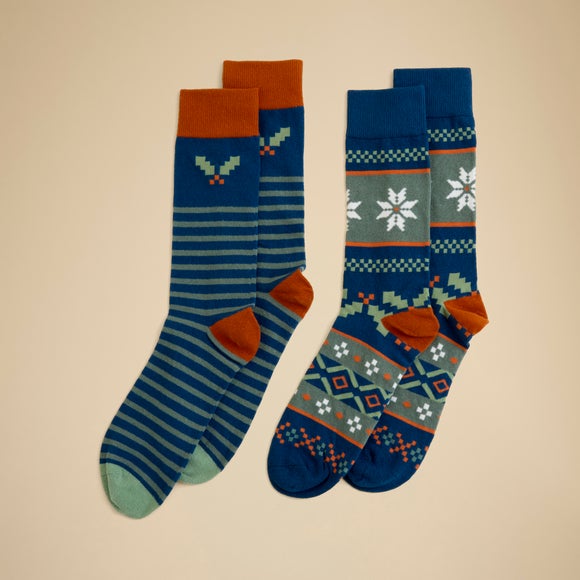 Set of 2 Fair Isle Cosy Socks