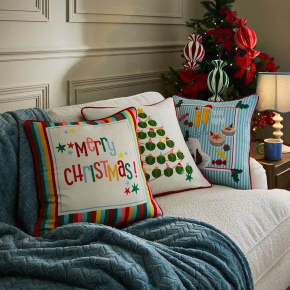 View Set Of 3 Festive Foodie Square Cushion Covers View Set Of 3 Festive Foodie Square Cushion Covers