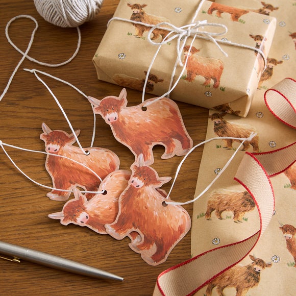Pack of 4 Highland Cow Gift Tags