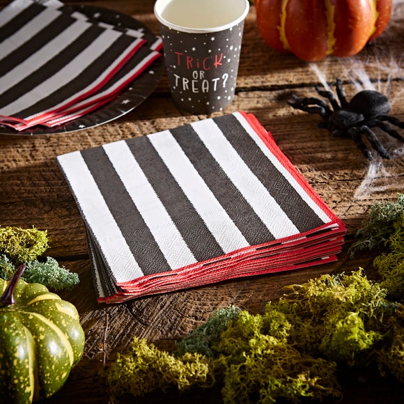 Pack of 20 3 Ply Striped Halloween Napkins