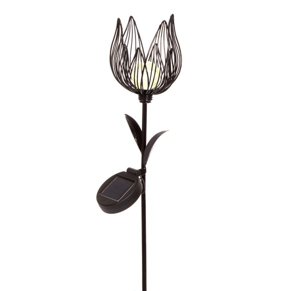 Large Solar Metal Flower Garden Stake