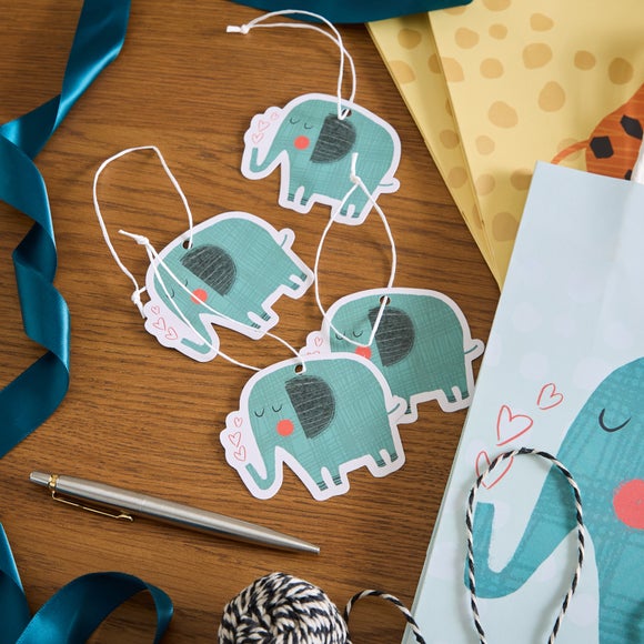 Pack Of 4 Elephant Gift Tags