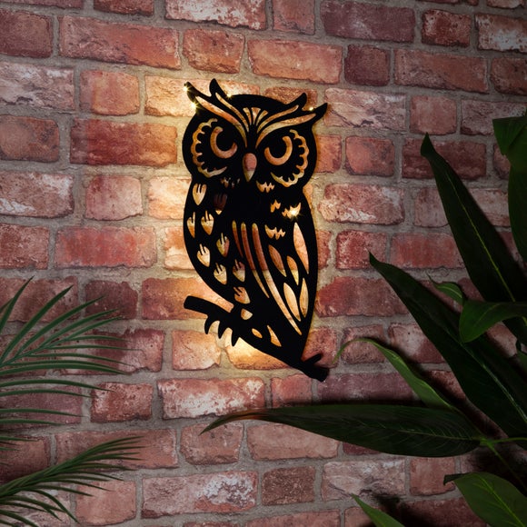 Metal Owl Solar Wall Art
